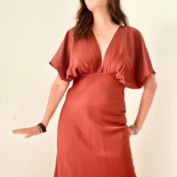 BLDH Leila Charmeuse Dress in Wine Brown - Picture 4 of 14